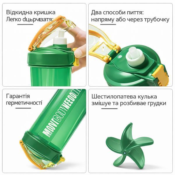 Спортивный шейкер MOVE BODY 550 мл - Зеленый: Твой идеальный компаньон для тренировок 0-441 фото