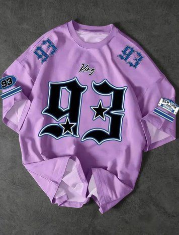 Футболка оверсайз King 93, сиреневая, размер L &mdash; унисекс streetwear стиль А-0027 фото