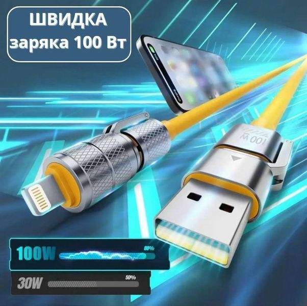 Компактный кабель 4 в 1 для быстрой зарядки и передачи данных с защитой от перегрева 2 м Розовый 0-346 фото