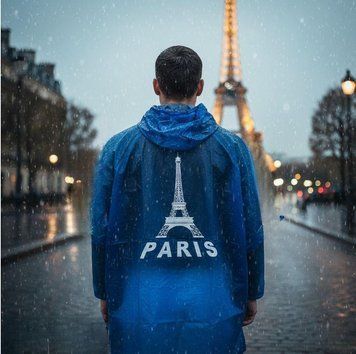 Дождевик Paris синий размер L с капюшоном и стильным дизайном 0-008/1 фото
